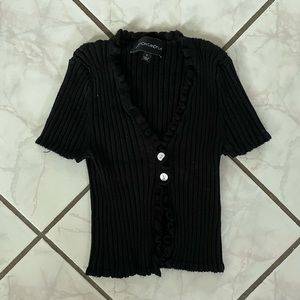 Cotton candy LA black ruffle top